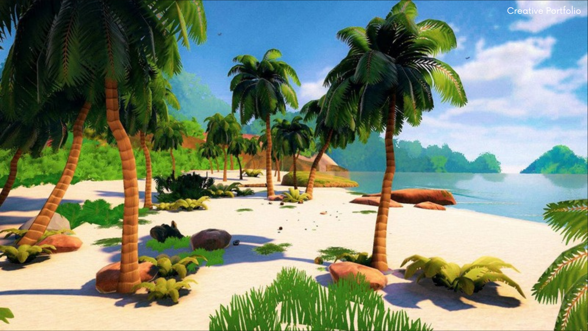 Revocure Beach - VR training scene with palm trees and ocean