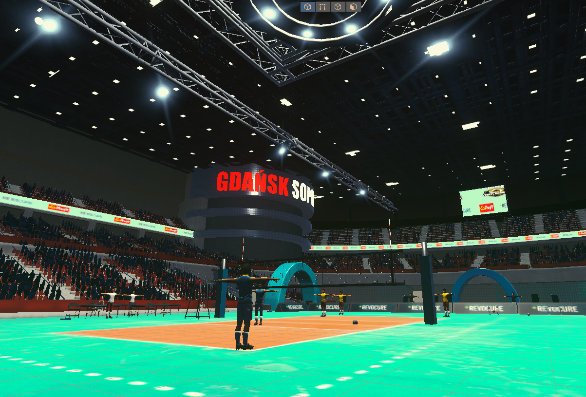 Ergo Arena VR - court-level view showing training setup and modular architecture
