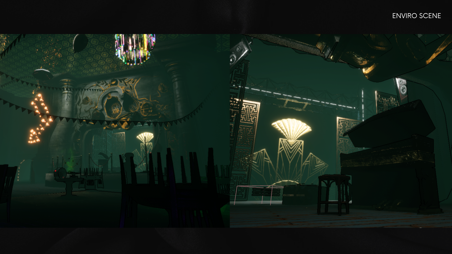 Shovel Out - The Stage, noir-lit performance venue in Hotel Cotard