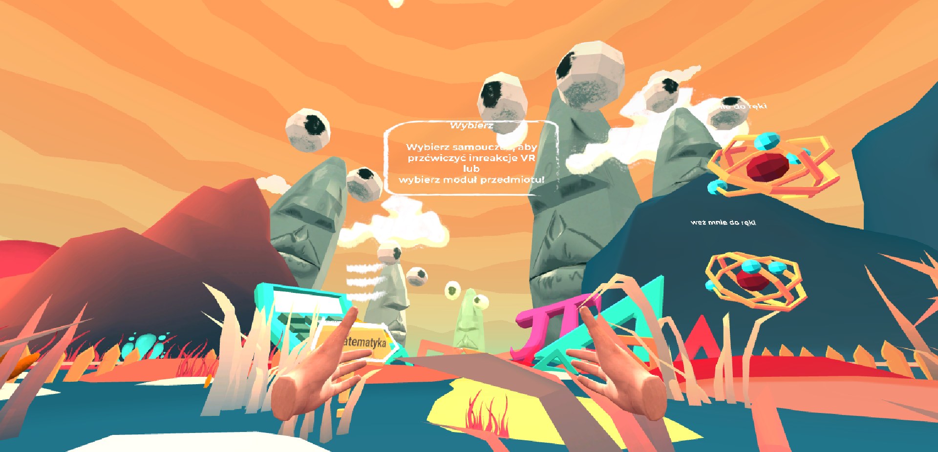 VirNova - VR hub scene with subject module selection